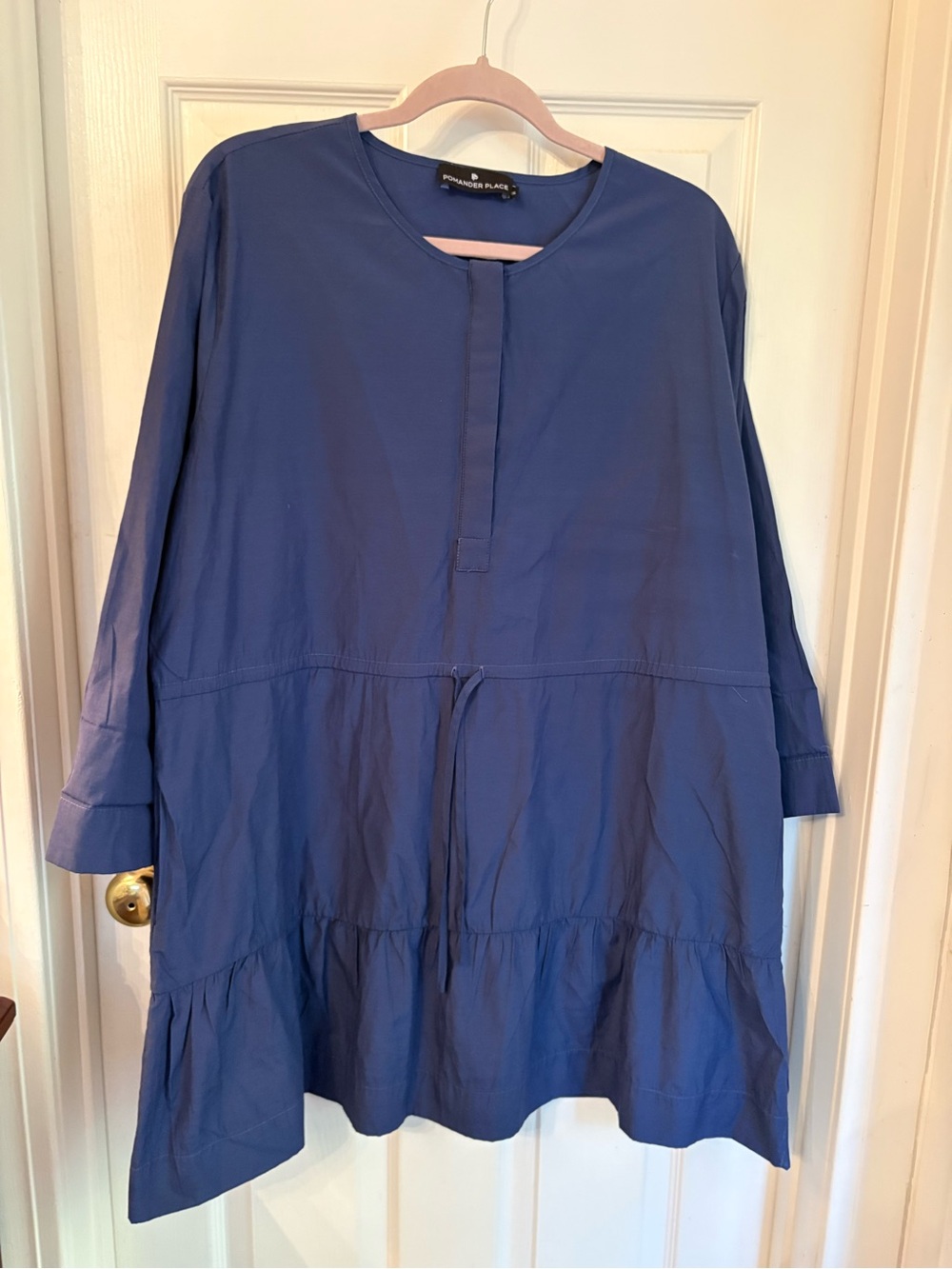 Pomander Place Pleated Tunic Dress in Deep Blue
